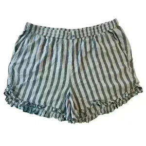 Crown & Ivy Linen Blend Pull On Shorts Womens 2X Hot Pink Ruffles Elastic Waist